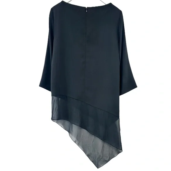 St. John Cady Asymmetric Hem Half Sleeve Silk Blend Minimalist Tunic Blouse Top - Picture 3 of 8